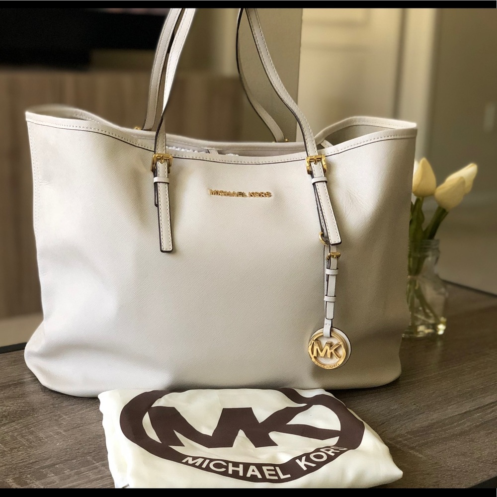 MICHAEL KORS White JetSet Travel Tote Bag